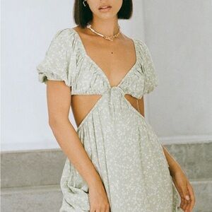 Sabo Skirt Light Green Floral Dress